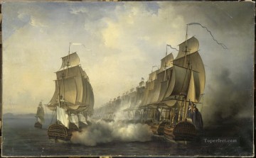 Combate naval en rade de Gondelour 1783 Batallas navales Pinturas al óleo